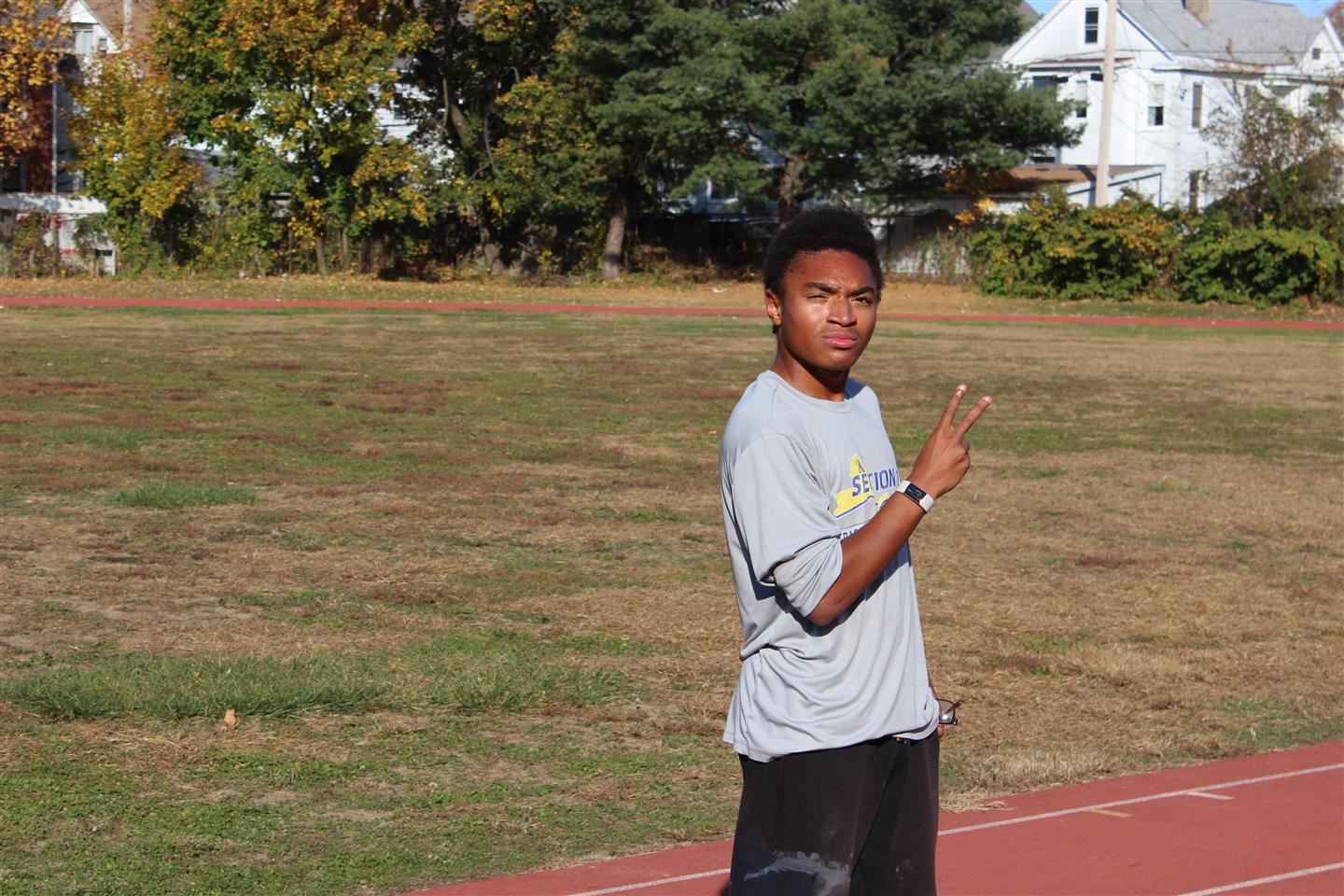  Khamari Hardin poses on the high school's track