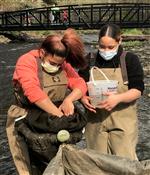 Students count eels as part of the Eel Project