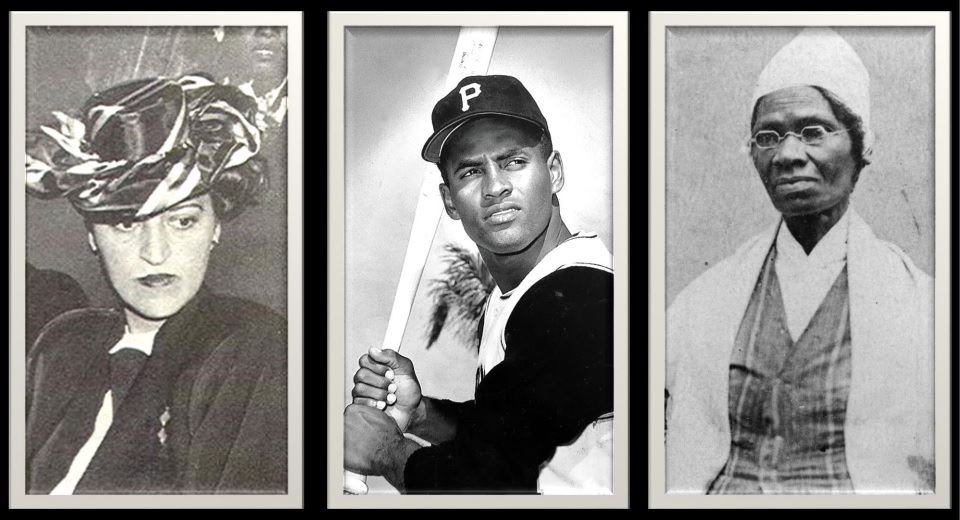 Portraits of Jane Bolin, Roberto Clemente and Sojourner Truth