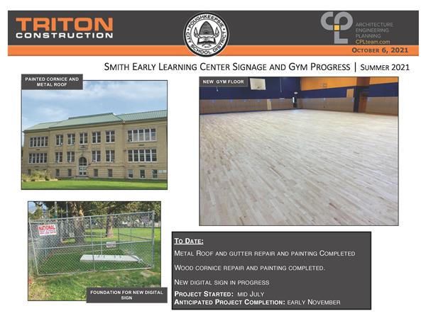 Photos of work done on the Early Learning Center during summer 2021