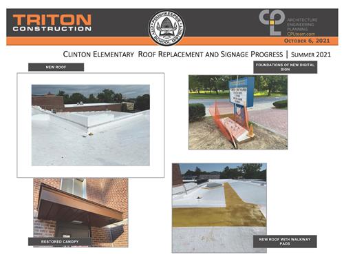 Photos of work done at Clinton Elementary School during summer 2021