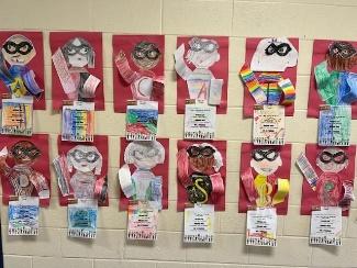 Anti-bullying pledges hang on the wall at Krieger as part of Unity Day.