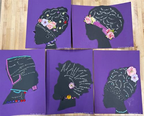 Black History Month portraits were included in the display from Warring Elementary students