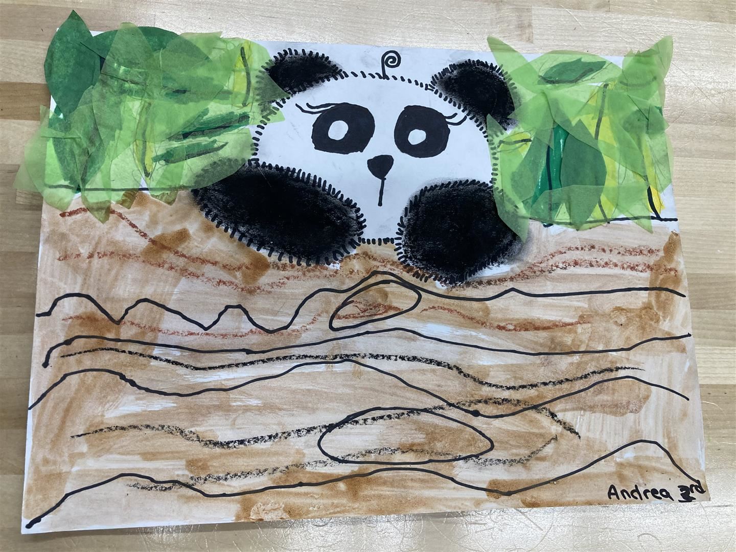 Third-grade artwork of a panda.