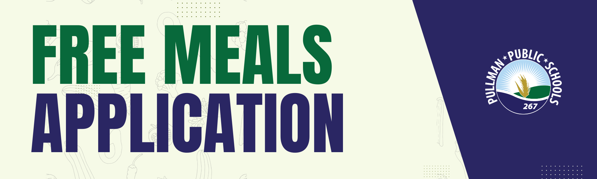 "Free Meals Application" decorative website header