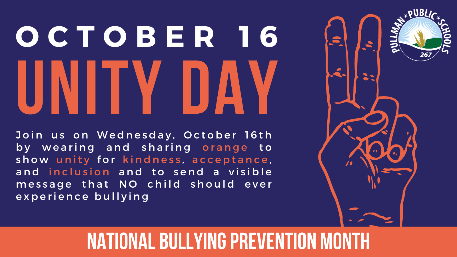 This is the image for the news article titled Unity Day: Wear Orange to Support Kindness, Acceptance, and Inclusion