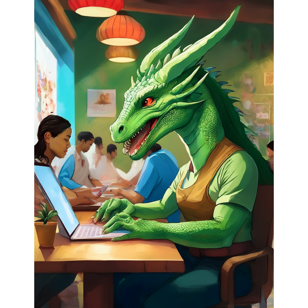 Green Dragon w students