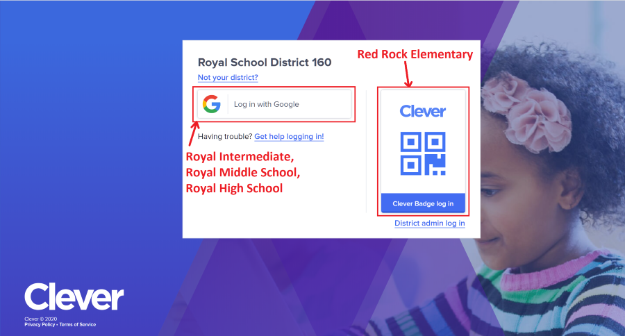 Screenshot of Clever login screen