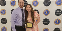 Rocky Point High School senior and science teacher with award. thumbnail258844