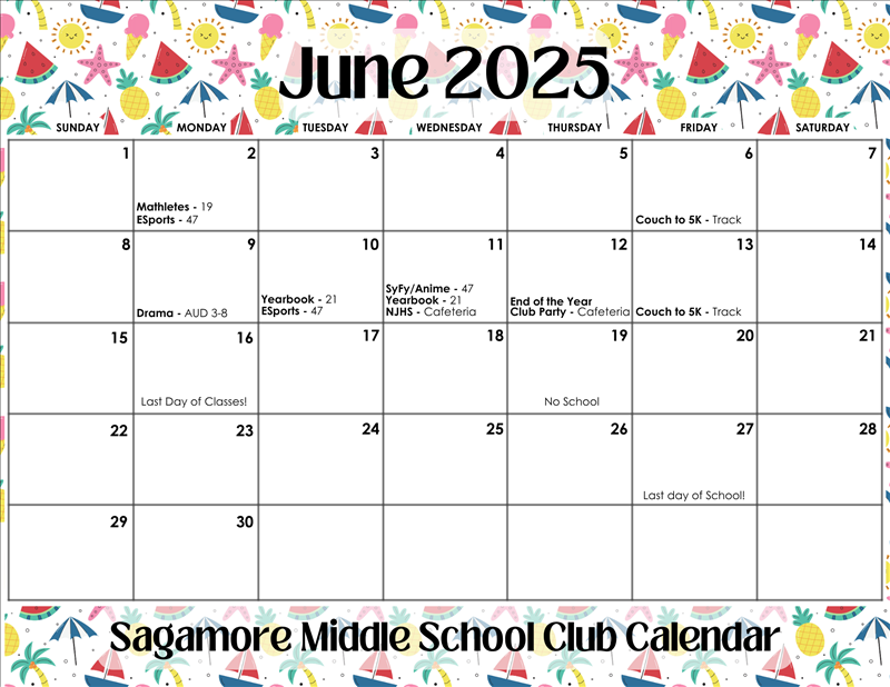 June Club Calendar