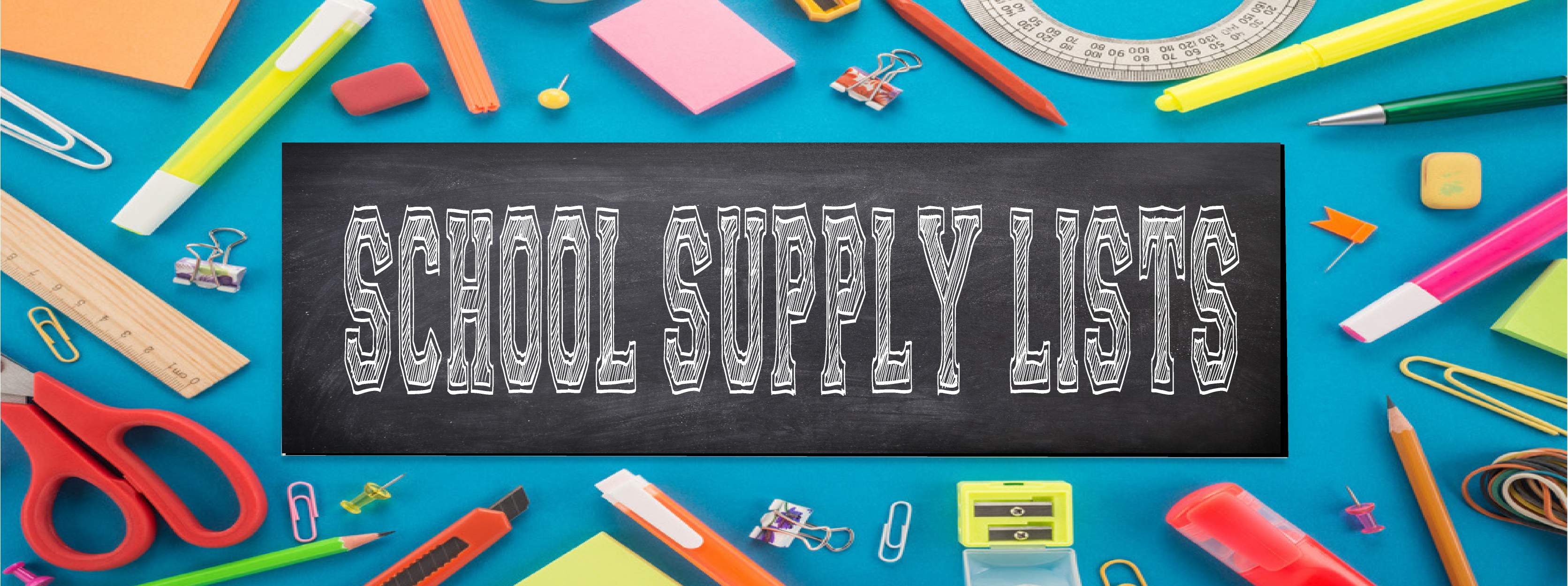School Supply Lists various school supplies in border
