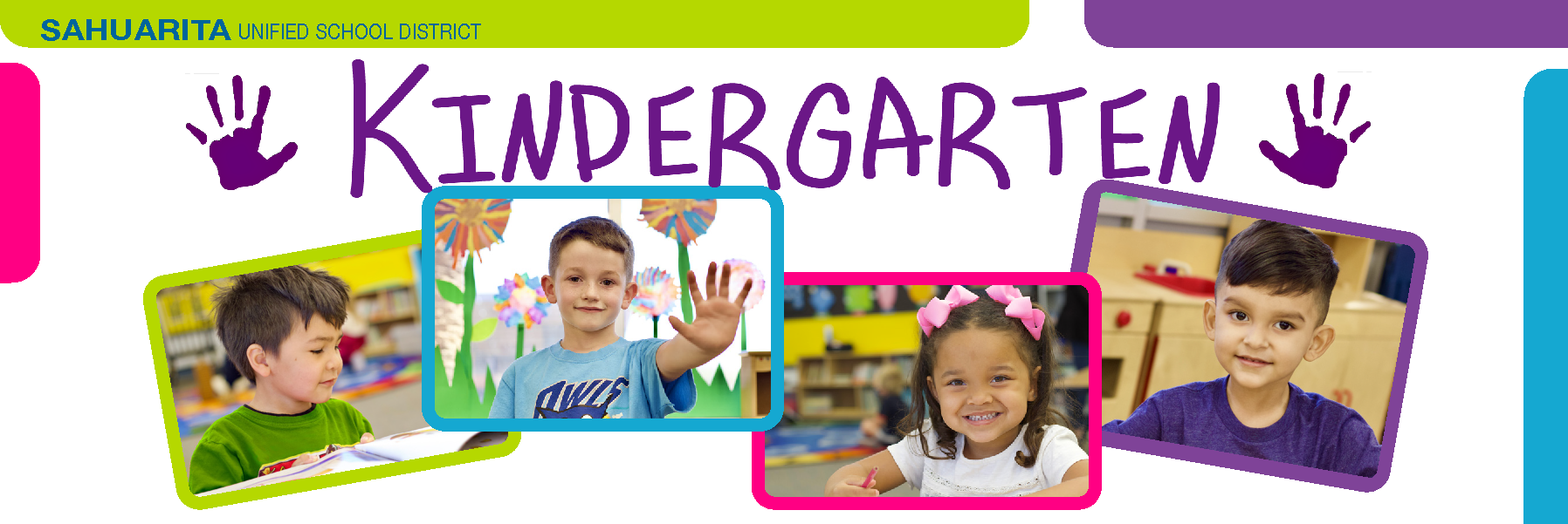 Kindergarten with headshots of 4 young students