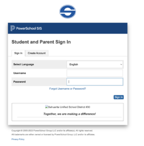PowerSchool Parent Portal Log In screen