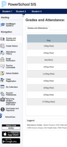 PowerSchool Parent Portal navigation 