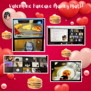 SDPA flyer. Images of students making pancakes as a math lesson plan. Flyer in red and pink colors.