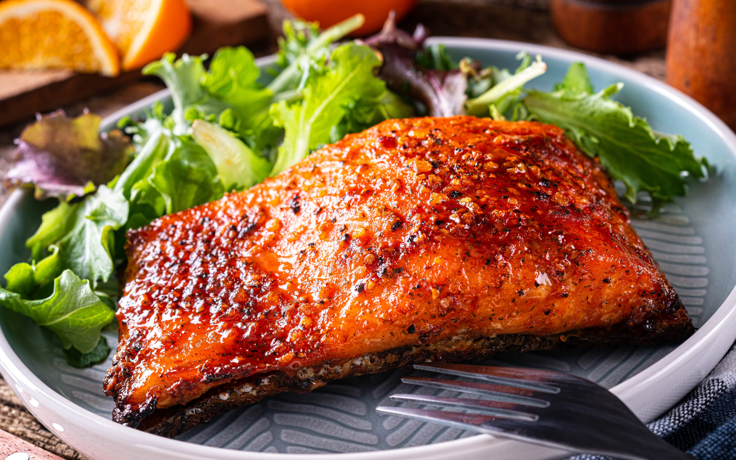 teriyaki glazed salmon with orange