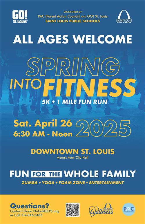  A promotional flyer for the "Spring Into Fitness 2025" event sponsored by the Parent Action Council