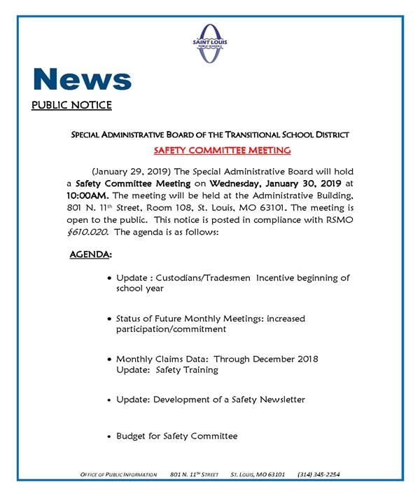 Safety Committee Meeting 