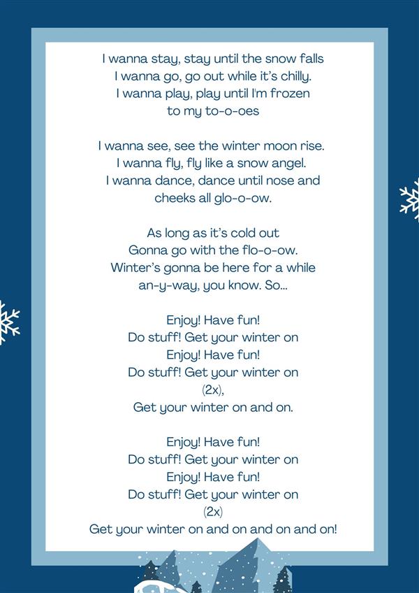 Get Your Winter On lyric page 2 (2nd grade)