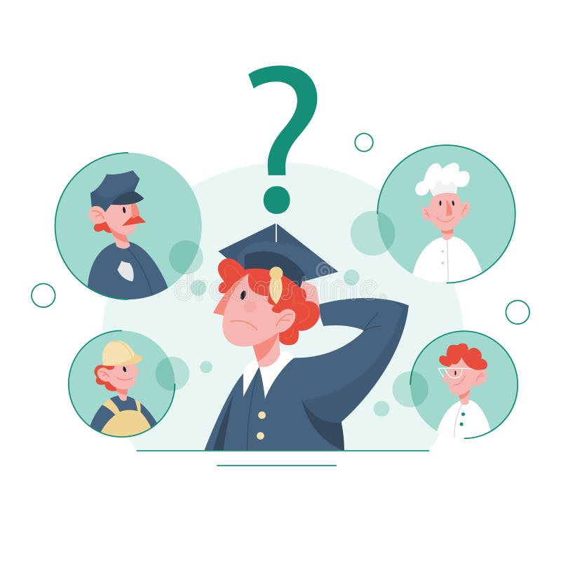 Choosing Profession Steps. Boy Think about Career. Stock Vector - Illustration of initiative, planning: 162490350