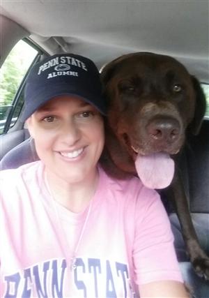 Mrs. Boyer and her dog, Dallas 