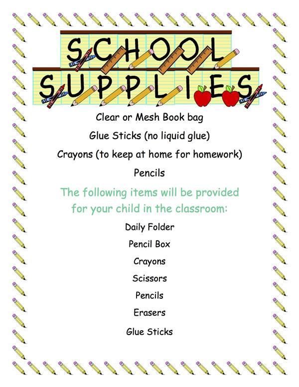 Classroom Supply List