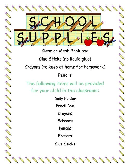 Classroom Supply List 