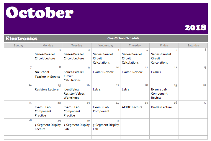 Electronics Calendar