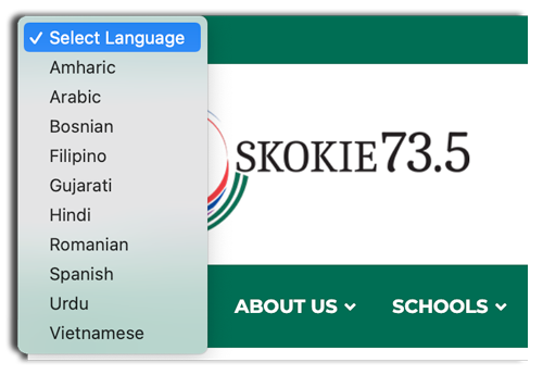 picture of Translate menu