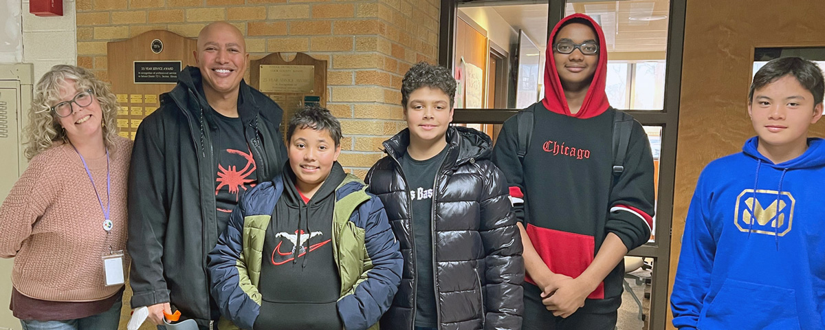 Middle School Learning Center Directory Mrs. Gammeri with visiting author Torrey Maldonado and students