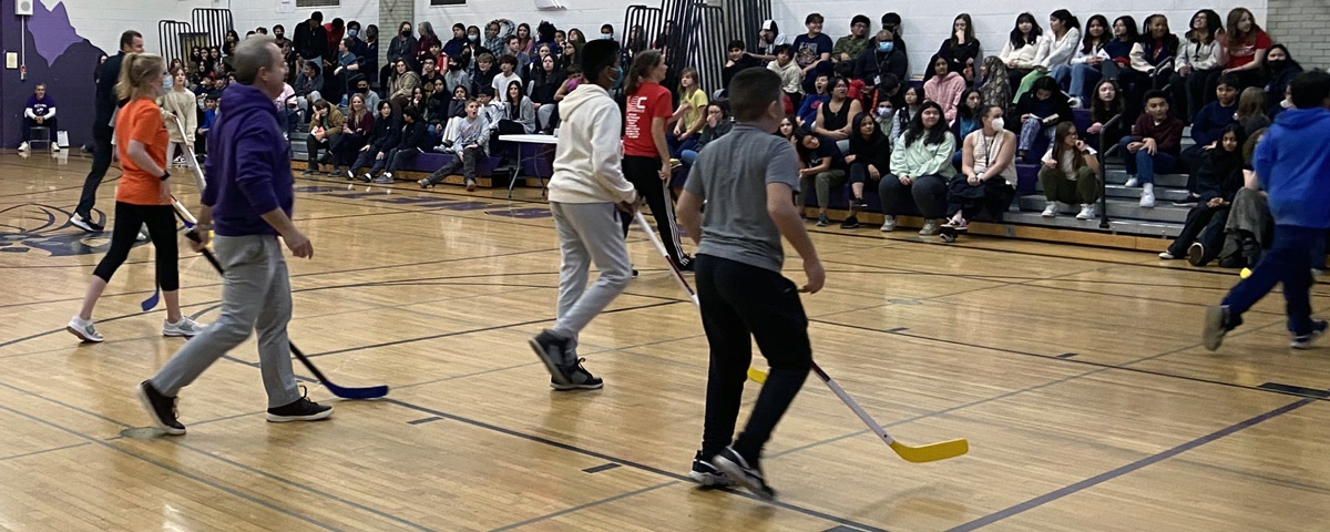 McCracken staff vs. students floor hockey