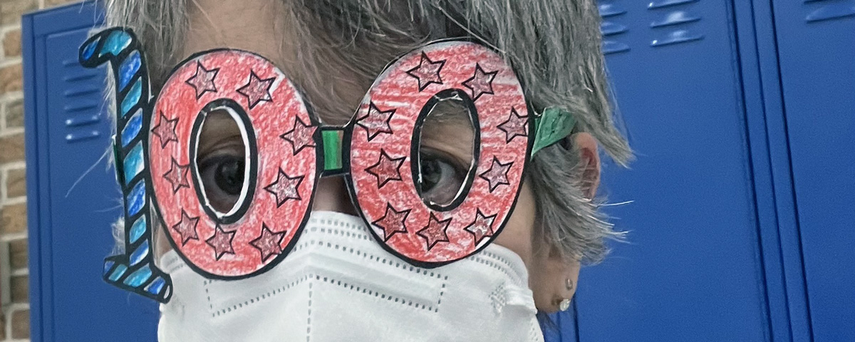 NTDSE Occupational Therapist Ms. Smith celebrates the 100th day of school