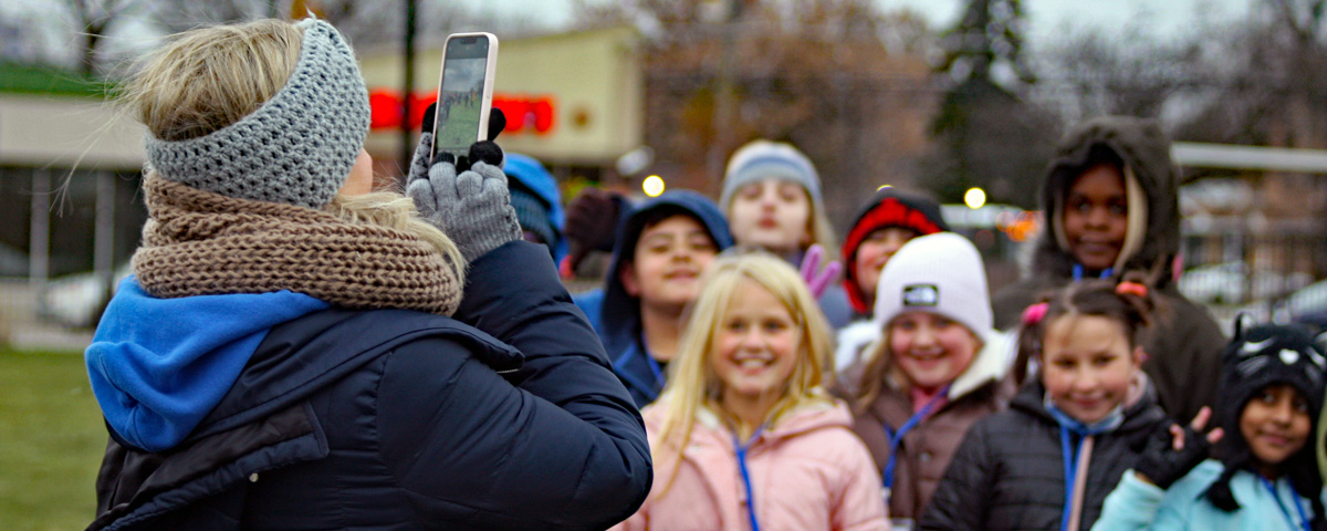 Photo of teacher taking a photo of students