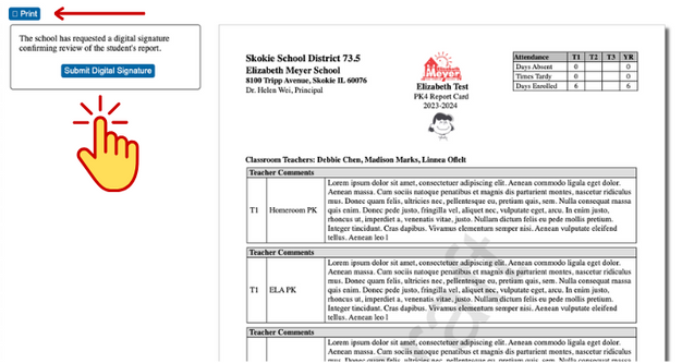 Infographic: View report card and submit digital signature