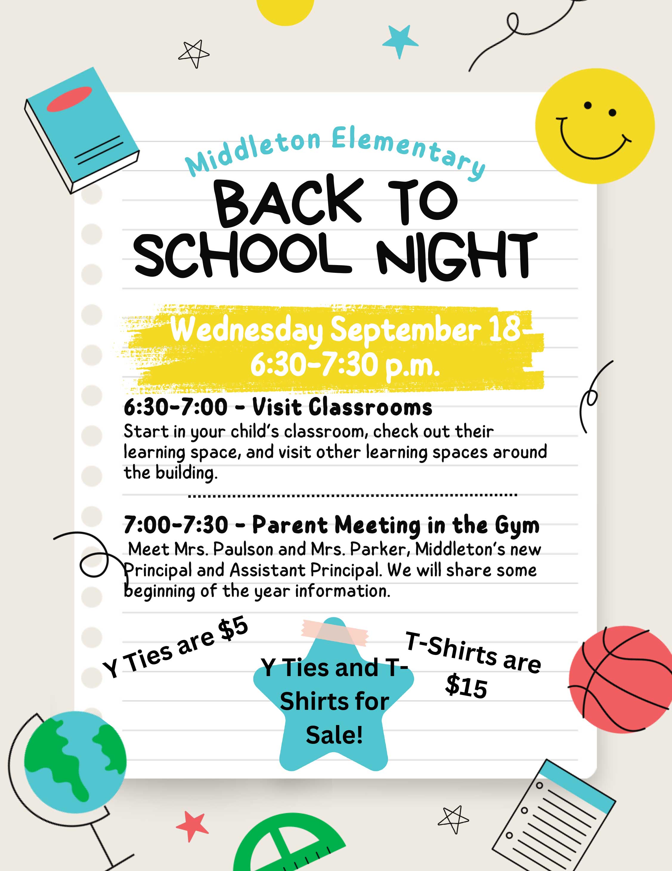 Middleton Back to School Night flyer
