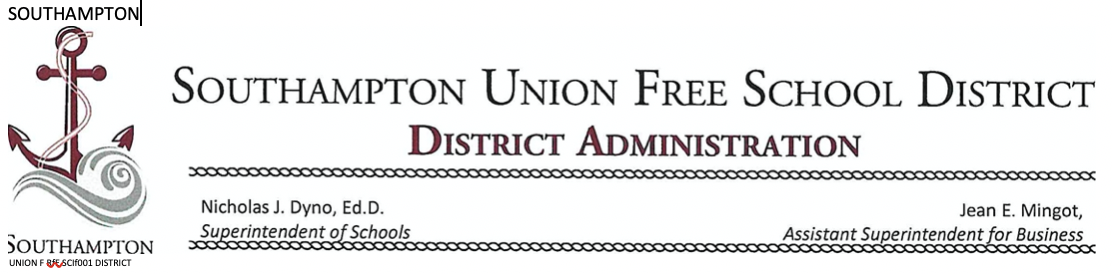 SOUTHAMPTON UNION FREE SCHOOL DISTRICT LOGO AND LETTERHEAD 