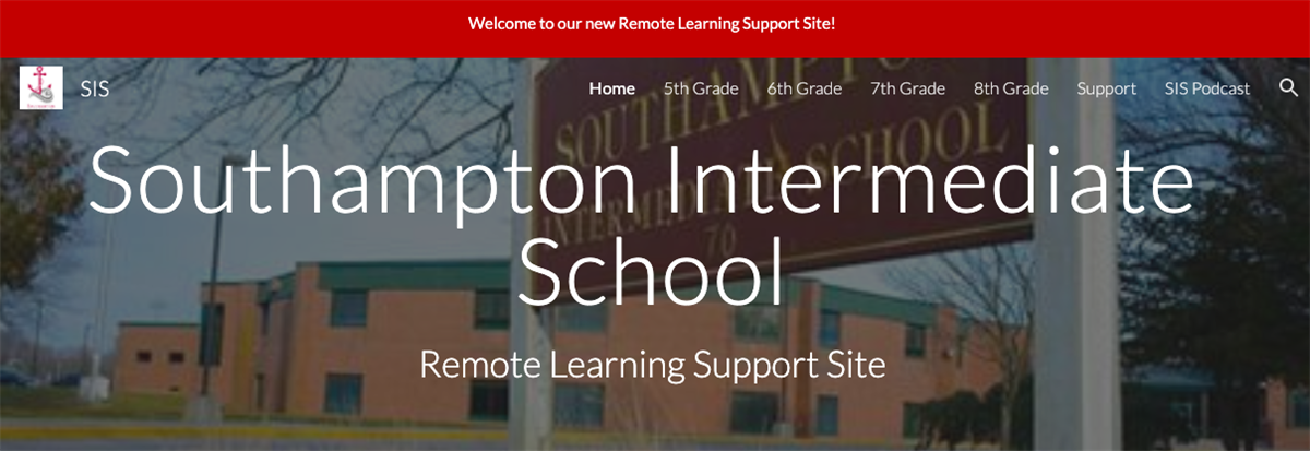 Image of Southampton intermediate School remote learning website 