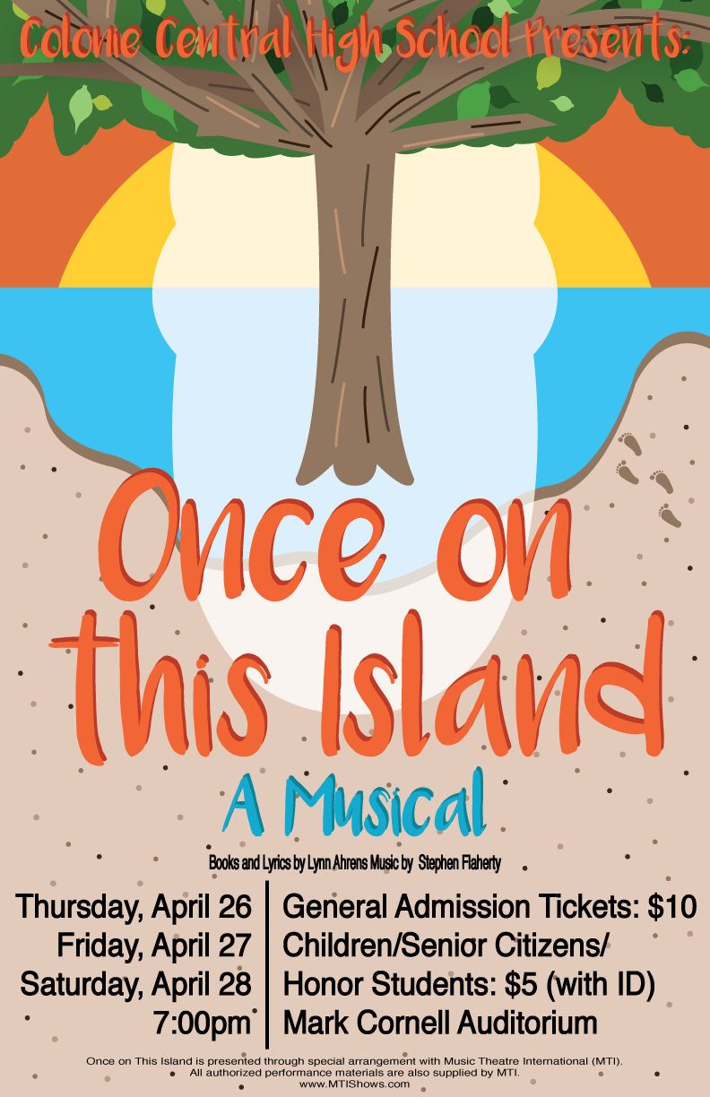 play poster showing a palm tree design