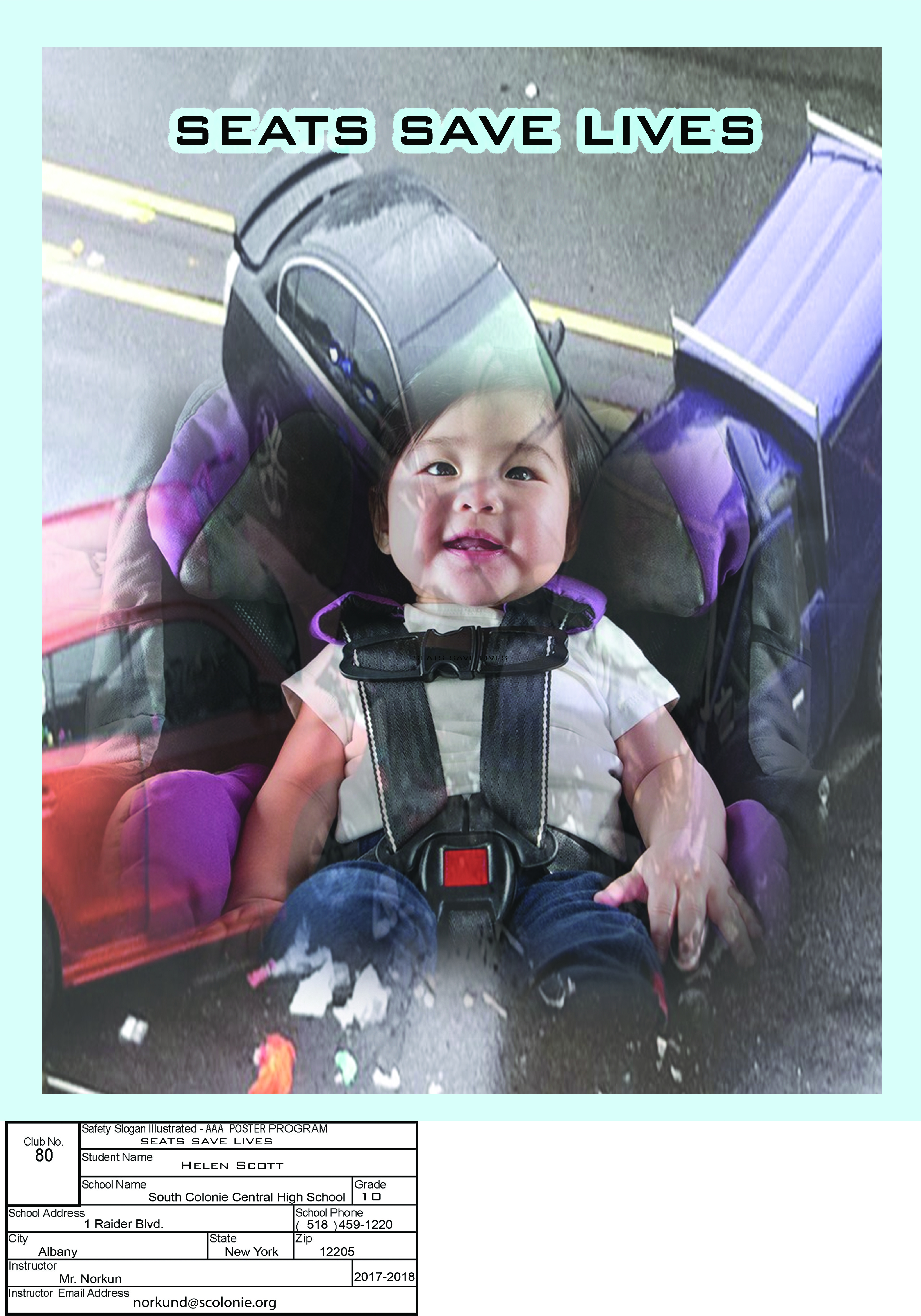 baby in a car seat smiling