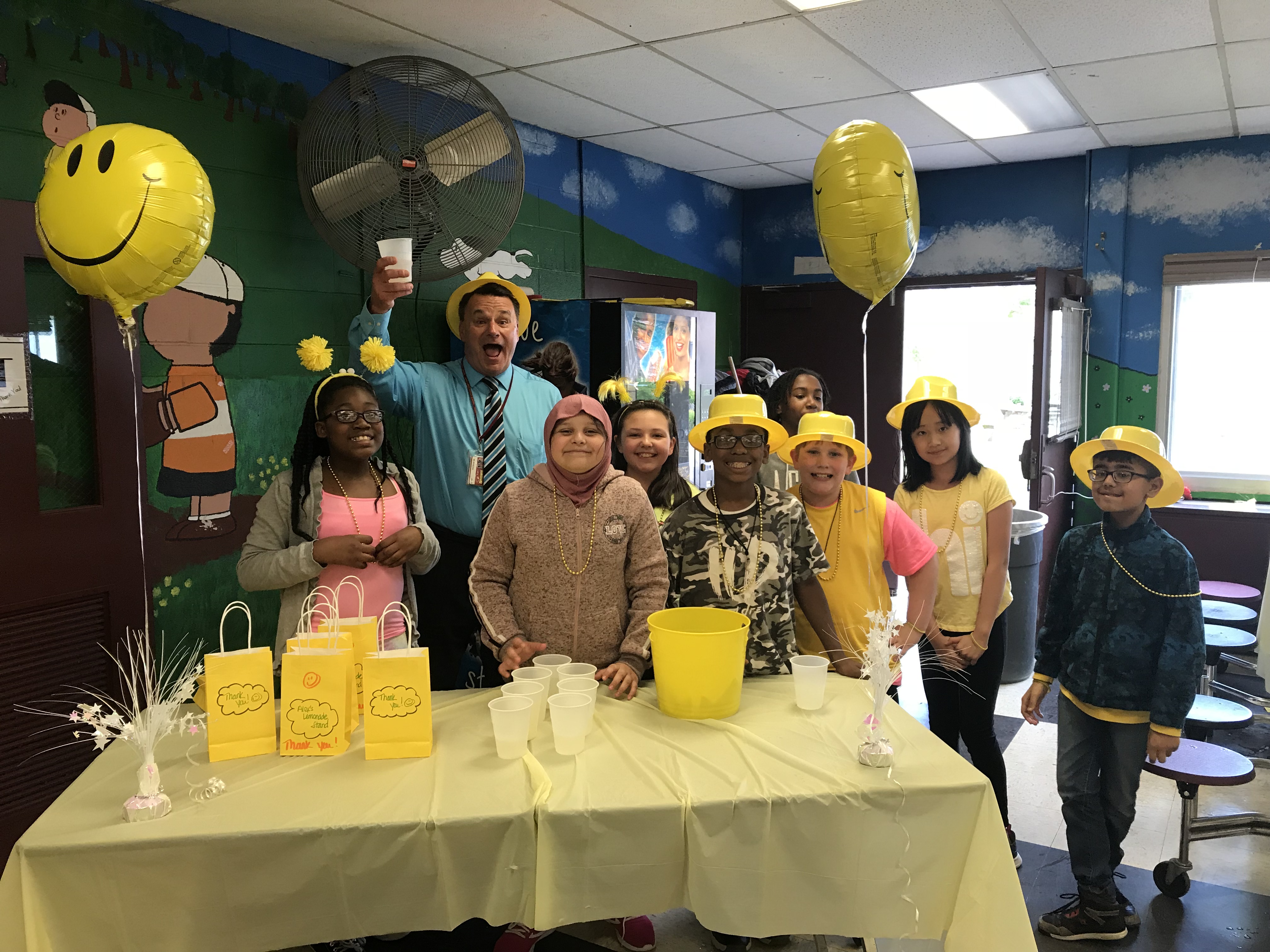 student work at a lemonade stand