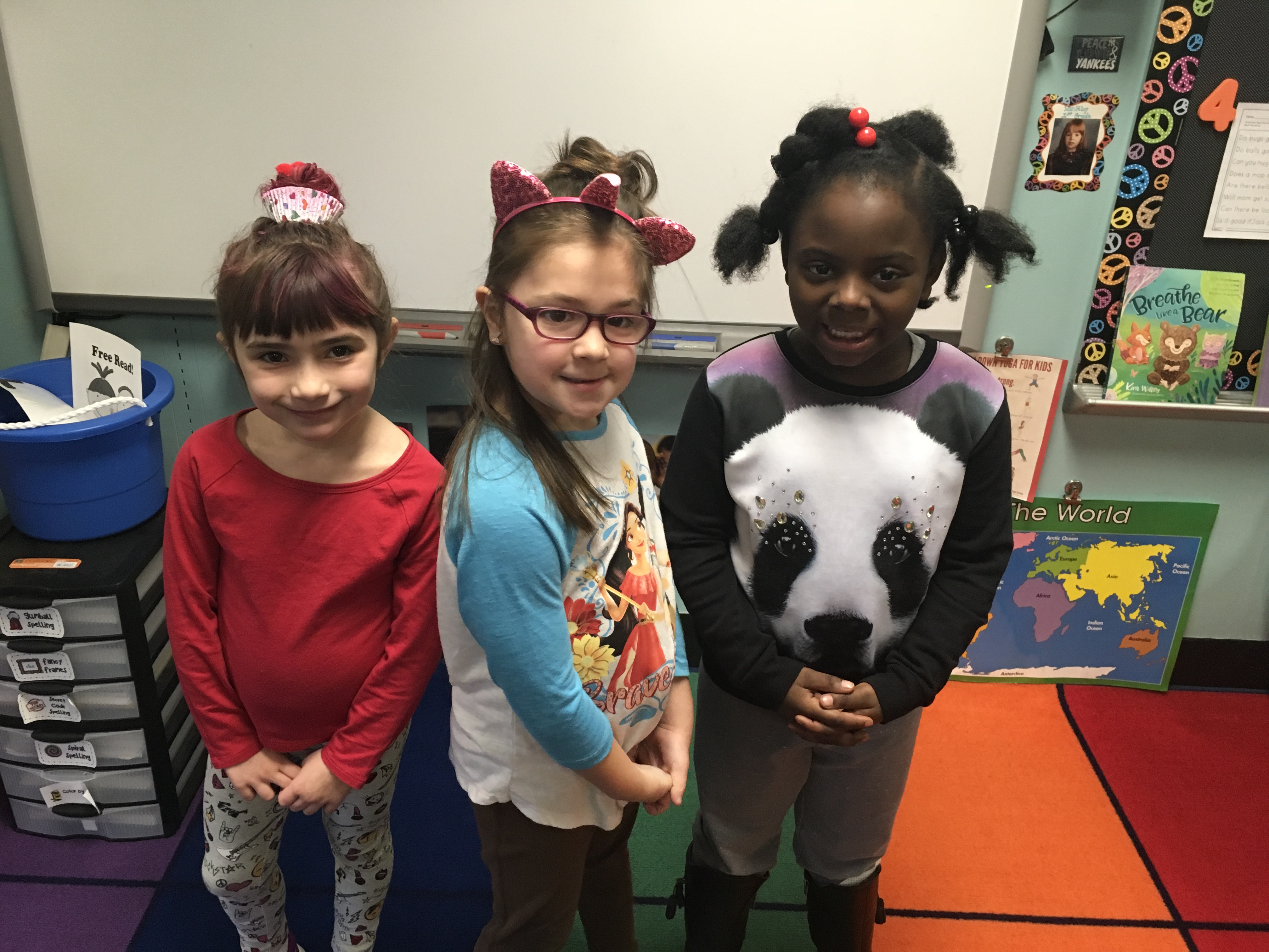 three students show off their wacky hair 