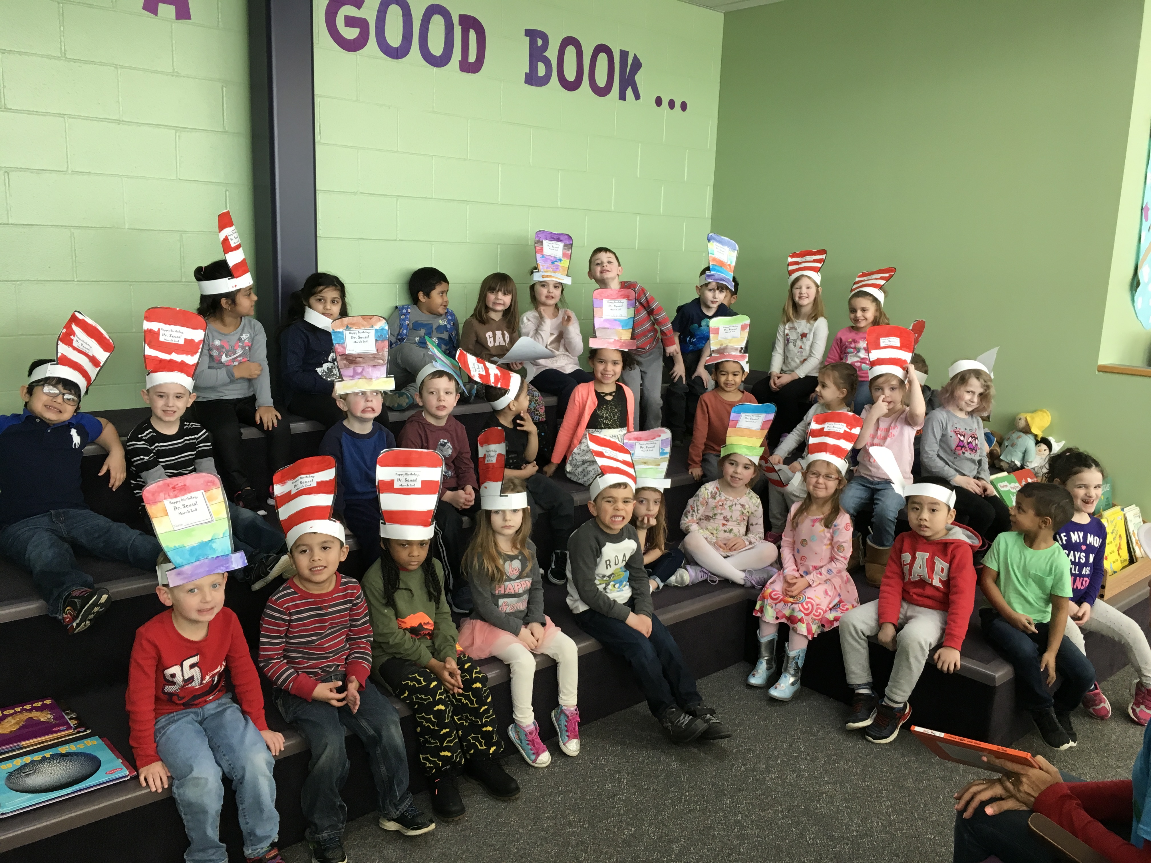 group of students dressed in dr. Seuss gear