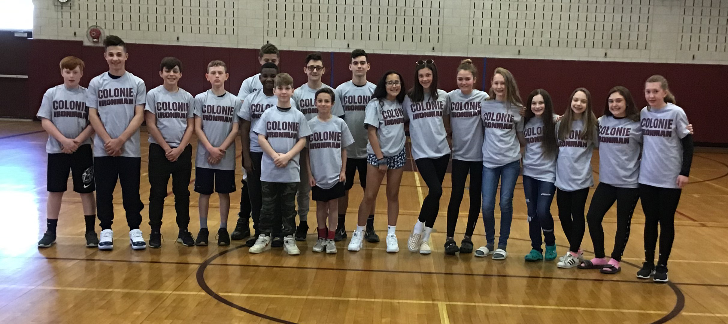 group of students in their gym shirts