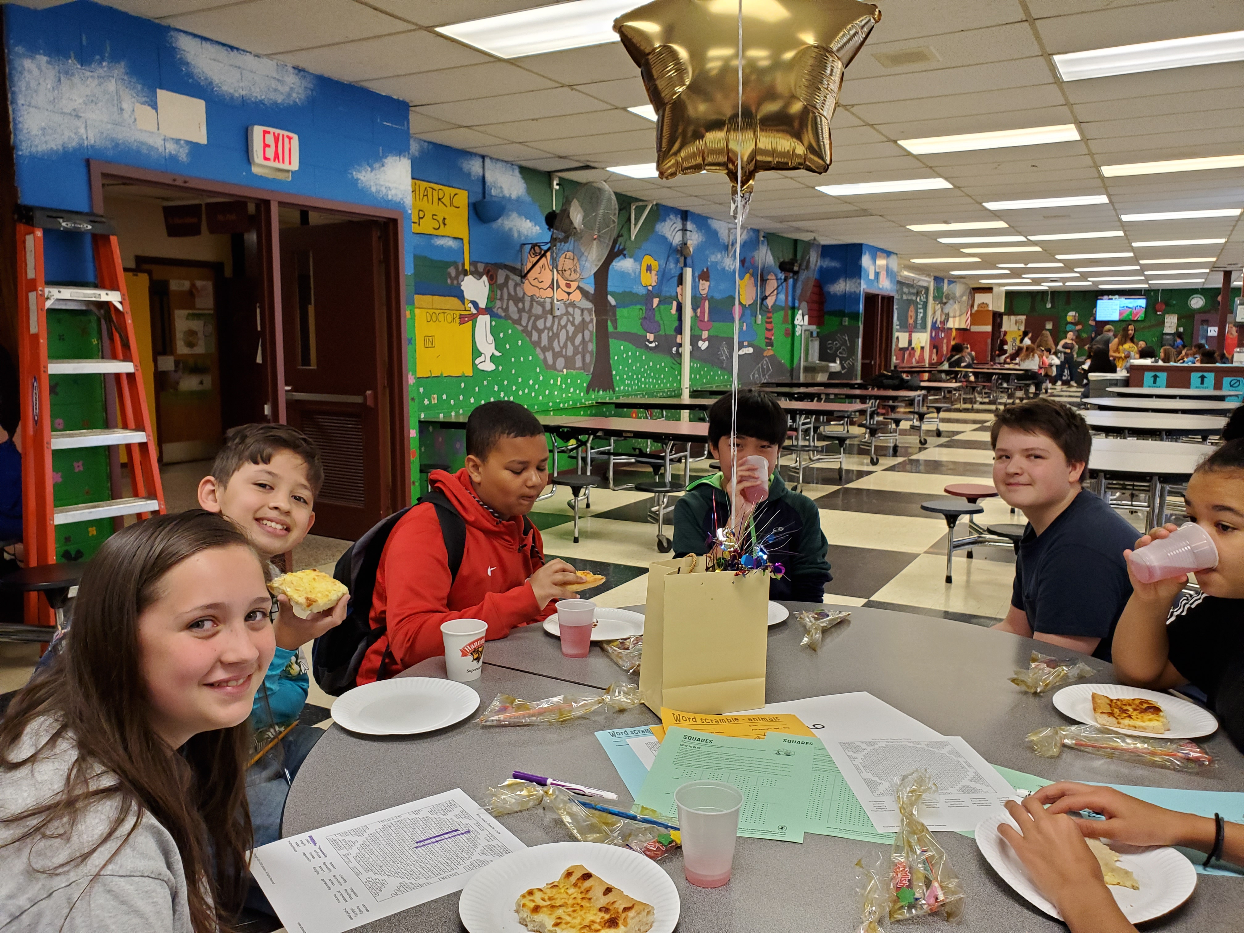 Students smile with their food