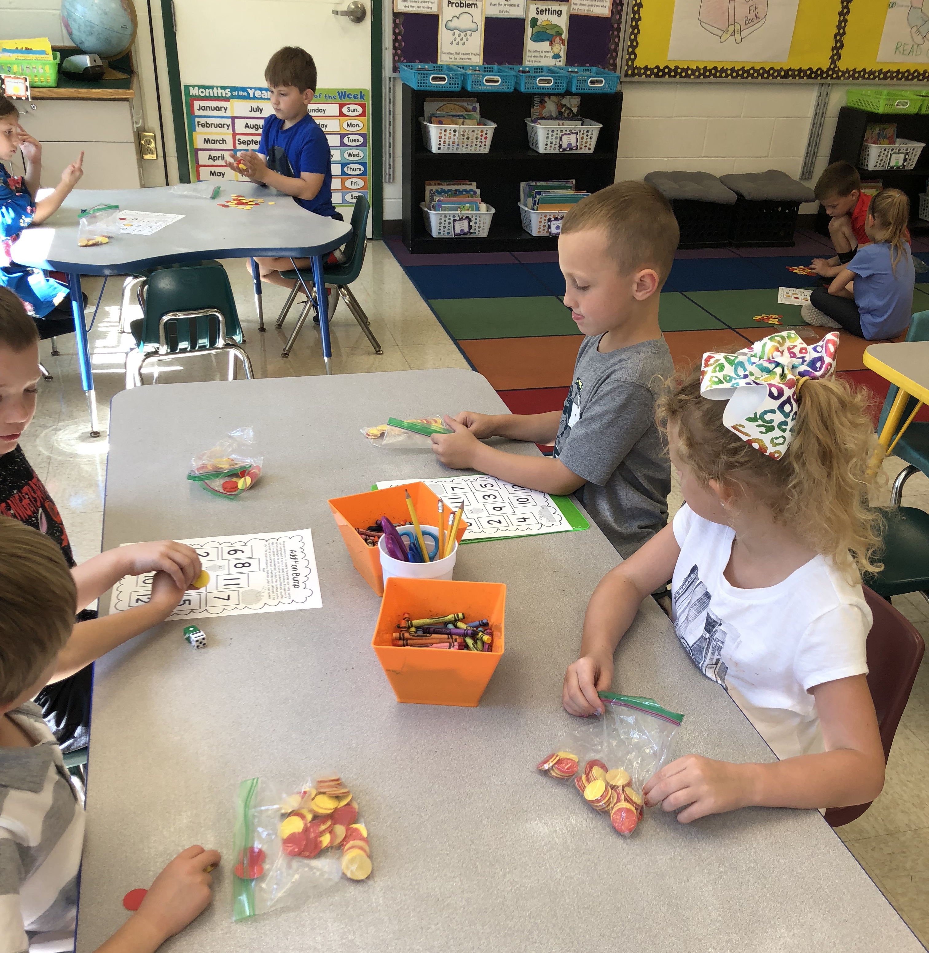 children work on math together