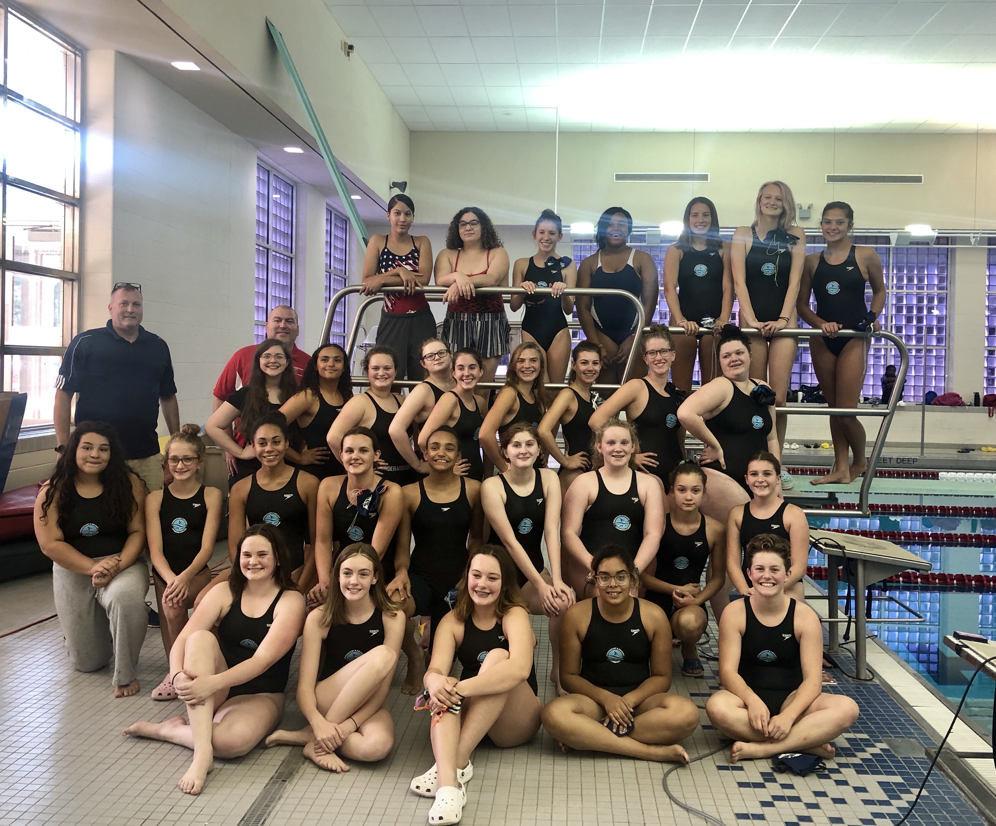 girls swim team group photo