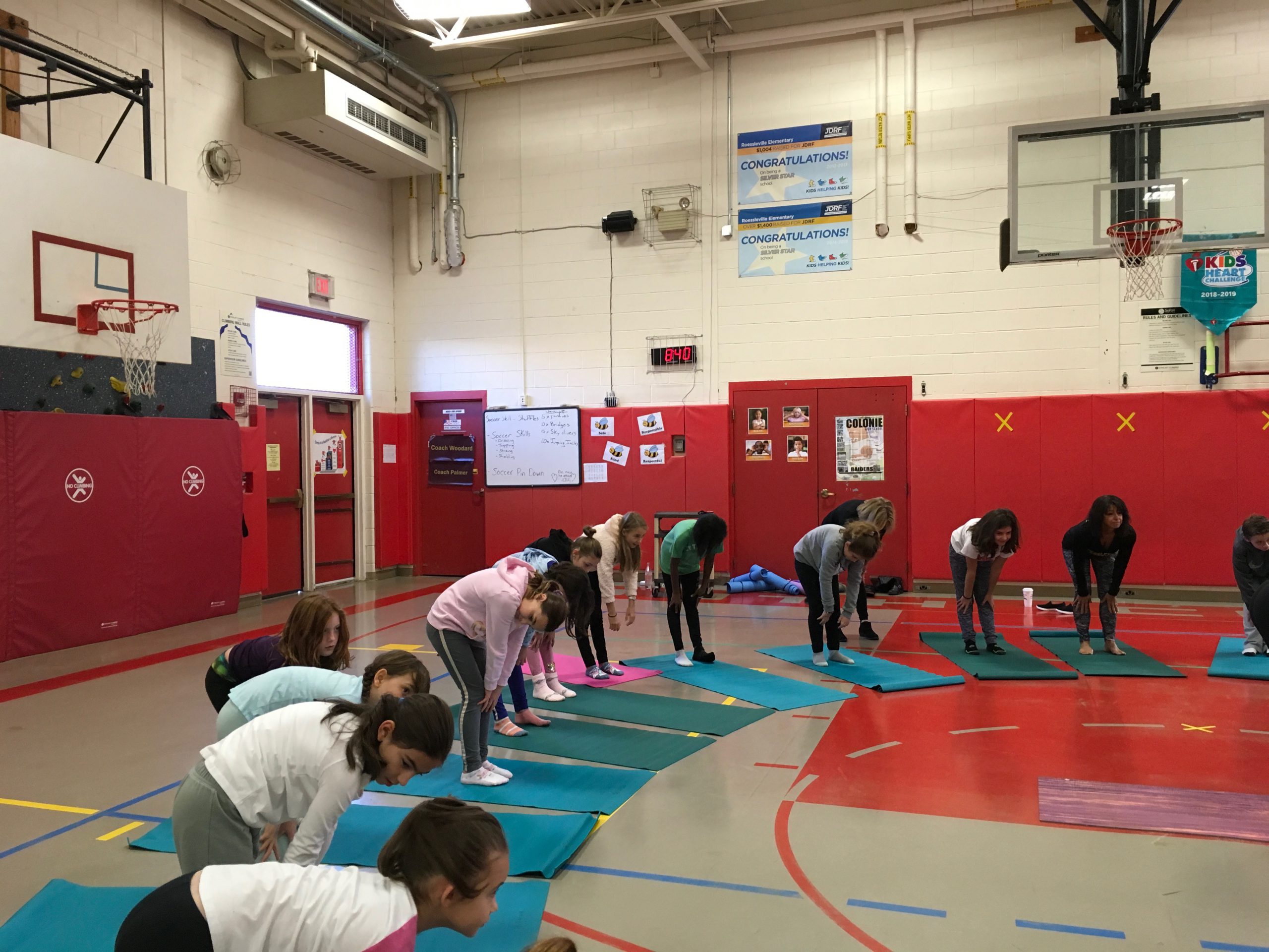 group of students experience yoga