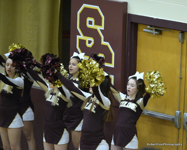 cheerleaders wave their pom poms