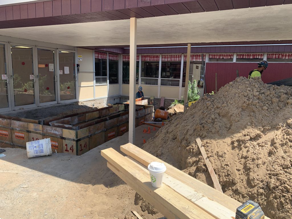 Construction work continues at Saddlewood Elementary on May 27.