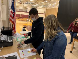 PAES Lab co-facilitator Ms. DonVito assisting a CCHS student with a lab project.